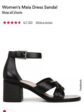 Vionic Black Knotted Ankle-Strap Block Heel Sandal